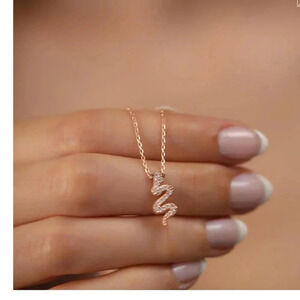 Rose Gold plated snake Pendant Necklace 18k Gold plated  Charm